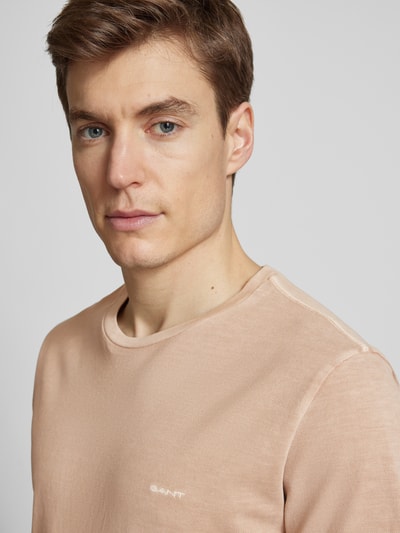 Gant T-Shirt mit Label-Stitching Beige 3