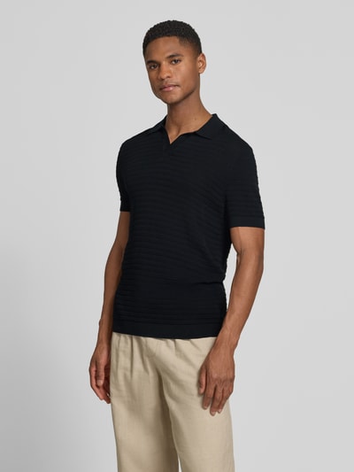 DRYKORN Slim Fit Strick-Poloshirt mit Strukturmuster Modell 'BRAIAN' Black 4
