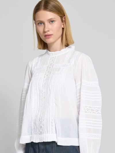 Neo Noir Bluse mit rückseitigem Knopfverschluss Modell 'Ebba' Weiss 3