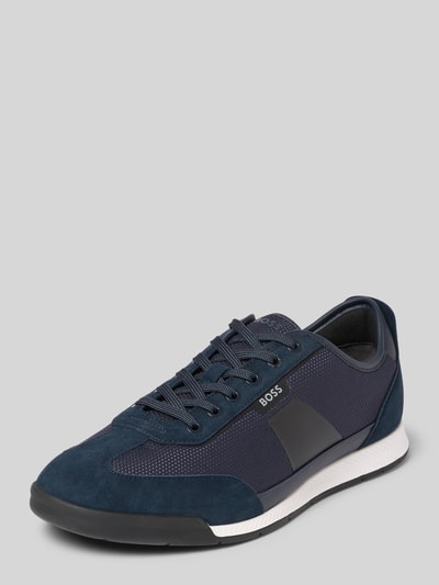 BOSS Sneakersy w niskim kroju z obszyciem ze skóry model 'Nitan' Granatowy 1