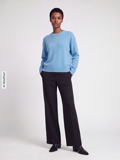 Jake*s Casual Pullover aus reiner Wolle mit Rippabschlüssen Sky 1
