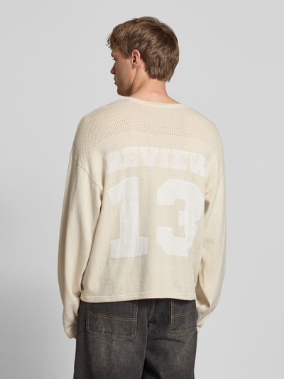 REVIEW Gebreide pullover met extra brede schouders Ecru - 5