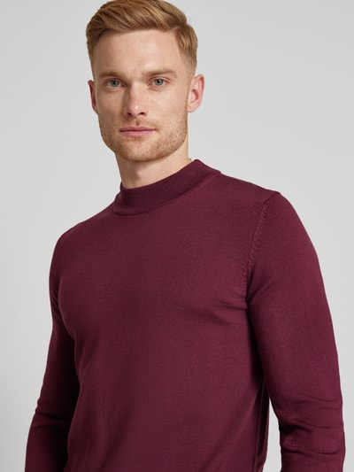 HUGO Gebreide pullover met turtleneck,-model 'San Matteo' Bordeaux - 3