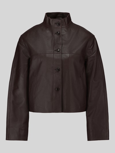 Jake*s Casual Regular Fit Lederjacke aus reinem Lammnappa Dunkelbraun 2