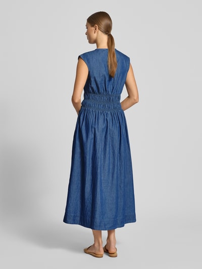 Neo Noir Midi-jurk met ruches, model 'Esmy Denim' Blauw - 5