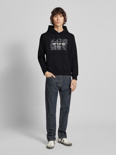 Jack & Jones Comfort fit hoodie van katoenmix met rubberen print, model 'AERO'  - 1