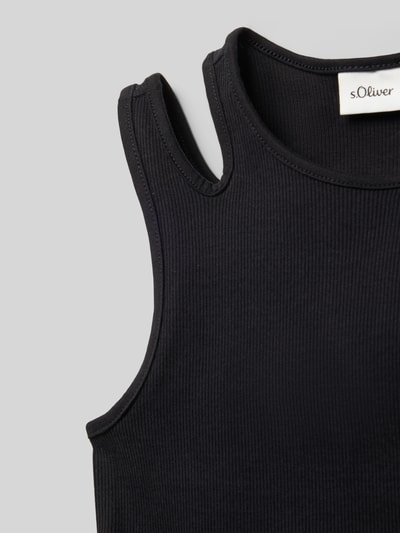 Productfoto, Slim Fit Rippkleid aus katoenmix van s.Oliver RED LABEL in effen, gestructureerde look met ribmateriaal, cut-out-details, ronde hals, minilengte, mouwloos design