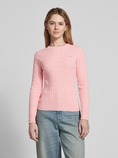 Gant Strickpullover mit Label-Stitching Pink 4