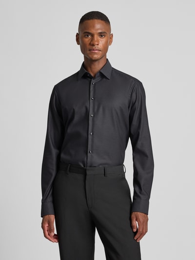 Christian Berg Men Regular Fit Business-Hemd aus reiner Baumwolle mit Kentkragen Anthrazit 4