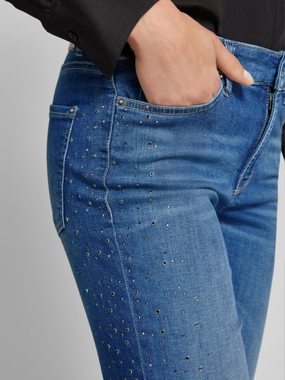 Cambio Flared Jeans mit Ziersteinbesatz Modell 'PARIS' Blau 3