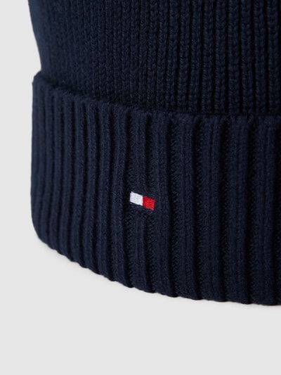 Tommy Hilfiger Beanie in riblook met kasjmier, model 'ESSENTIAL FLAG' Donkerblauw - 2