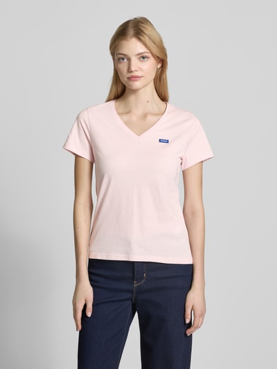 Hugo Blue T-shirt met labeldetail Roze - 4