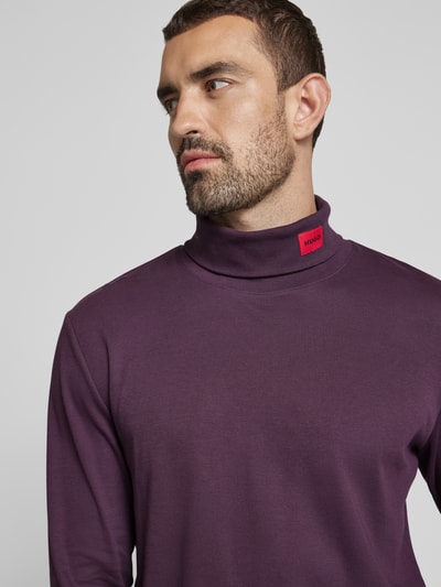 HUGO Longsleeve mit Rollkragen Modell 'Derollo' Pflaume 3