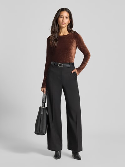 Jake*s Collection Shirt met lange mouwen in crinkle-look Donkerbruin - 1