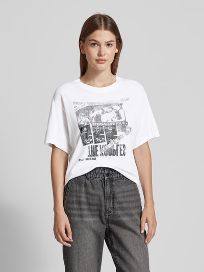 THE KOOPLES T-shirt z prążkowanym okrągłym dekoltem Biały 4