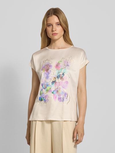 Christian Berg Woman Regular Fit T-Shirt mit floralem Motiv-Print Ecru 4
