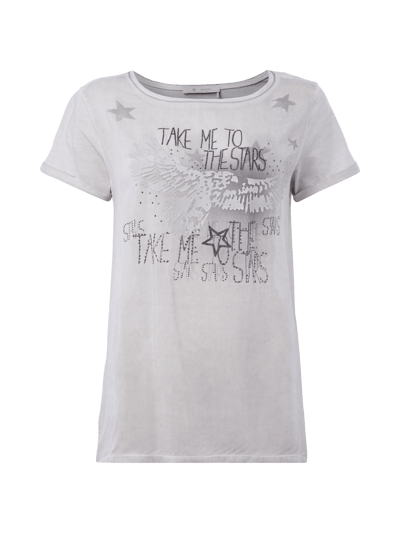 Monari Shirt im Washed Out-Look mit Ziersteinbesatz Hellgrau 1