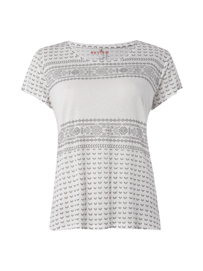 Review Sami Slimani T-Shirt mit Ethnomuster Hellbraun 2