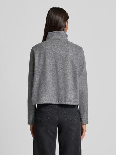 Windsor Strickjacke aus Schurwolle mit Zweiwege-Reißverschluss Mittelgrau Melange 5