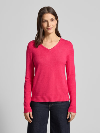 VILA Regular Fit Longsleeve aus Viskose in Strick-Optik Modell 'Viril' Pink 4