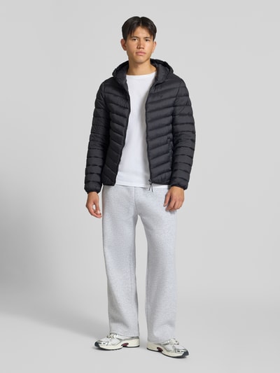 REVIEW Steppjacke mit Kapuze und Label-Stitching Black 1