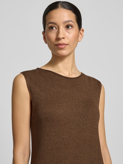 Marc O'Polo Schmales Strickkleid aus Baumwoll-Leinen-Mix Mittelbraun 3