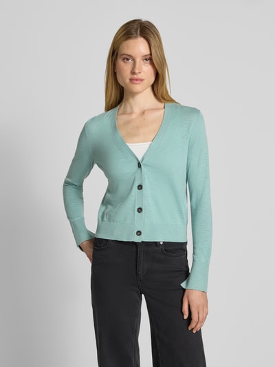 Marc O'Polo Slim Fit Strickjacke aus Baumwoll-Leinen-Mix Mint 4