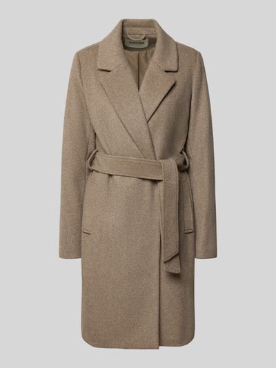 Produktfoto, Mantel aus Woll-Mix mit Bindegürtel Modell 'Tanni' von mbyM in Beige, Reverskragen, Knopfleiste, strukturierte Oberfläche