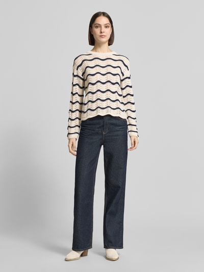 VILA Regular Fit Pullover in Strick-Optik Modell 'Wave' Marine 1