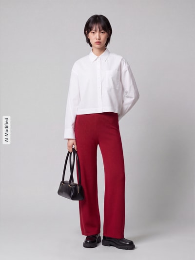 MM by Max Mara Wide leg joggingbroek van zuivere scheerwol model 'LGABARRA' Rood - 1