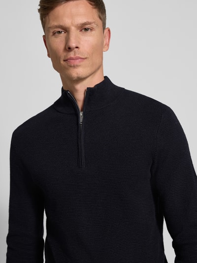 Profuomo Strickpullover mit Troyer-Kragen Marine 3