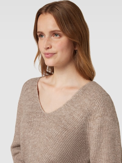 Montego Strickpullover mit U-Boot-Ausschnitt Taupe Melange 3