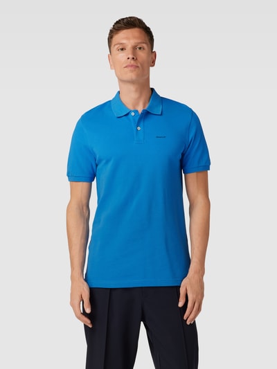 Gant Poloshirt met zijsplitten, model 'Pique' Koningsblauw - 4