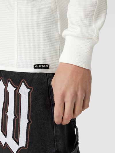 G-Star Raw Bluzka z długim rękawem i prążkowanym, okrągłym dekoltem model ‘Jirgi’ Biały 3