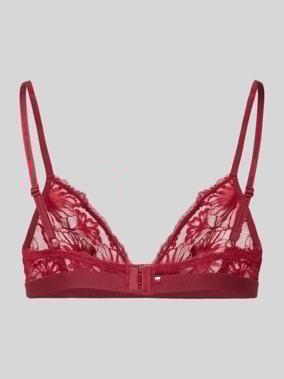 TOMMY HILFIGER Biustonosz typu bralette z trójkątnymi miseczkami i półprzezroczystym wzorem z koronki Czerwony 3