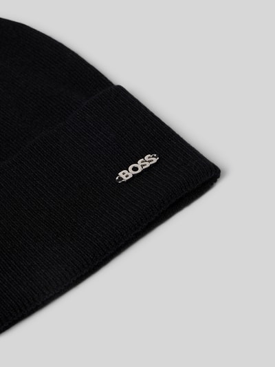 BOSS Czapka beanie z mieszanki żywej wełny i kaszmiru model ‘LARI’ Czarny 2