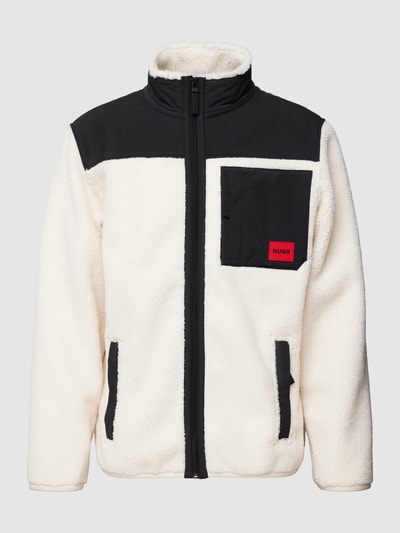 HUGO Sweatjacke mit Kontrastbesatz Modell 'Demongrass' Offwhite 2