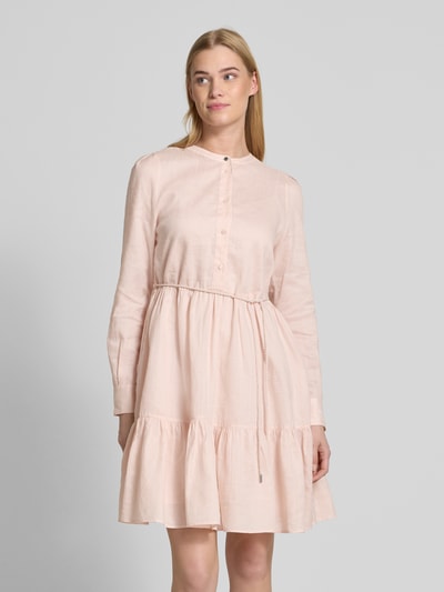 BOSS Orange Sukienka koszulowa o długości do kolan z listwą guzikową i wiązanym paskiem Jasnoróżowy 4