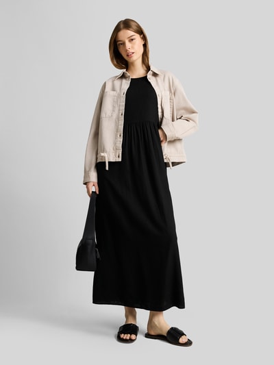 Tom Tailor Denim Figurumspielendes Midikleid aus Viskose-Leinen-Mix Black 1