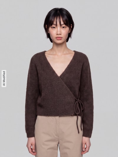 ONLY Relaxed Fit Strickjacke mit Wool-Anteil Modell 'LIVA' Schoko 4