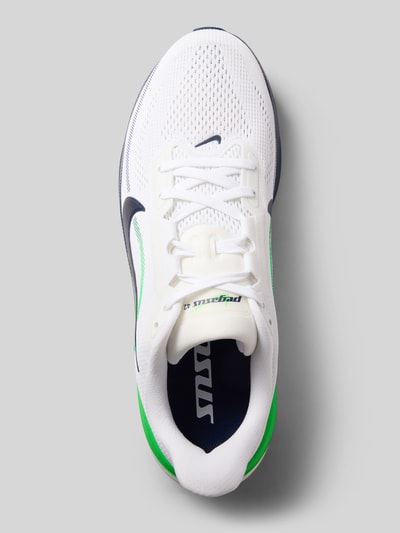 Produktfoto, Sneaker mit Schnürung Modell 'AIR ZOOM PEGASUS' von Nike, Herren Sneaker, weiß mit grünen und dunkelblauen Details, Draufsicht