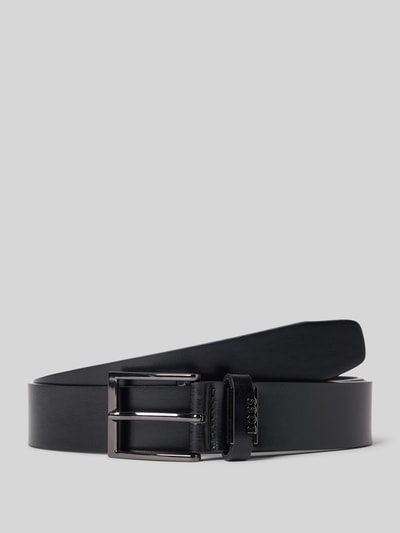 BOSS Ledergürtel mit Label-Applikation aus Metall Black 1