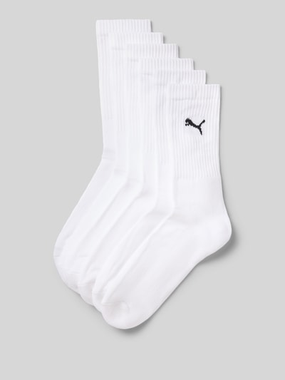 Produktfoto, witte sokken in katoenmix uit de Socken aus Baumwoll-Mix im 6er-Pack van PUMA, Heren sokken, effen structuur, set van 6.