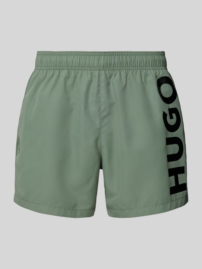 HUGO Badehose mit Label-Print Modell 'ABAS' Khaki 1