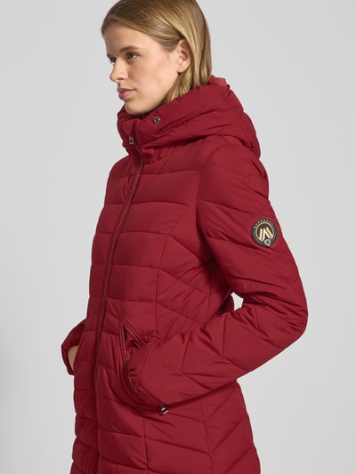 Superdry Regular fit gewatteerde lange jas met imitatiebont, model 'Fuji' Donkerrood - 3