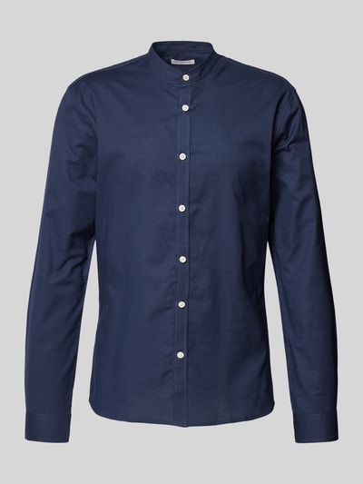 Lindbergh Slim fit vrijetijdsoverhemd met opstaande kraag, model 'Oxford' Donkerblauw - 2