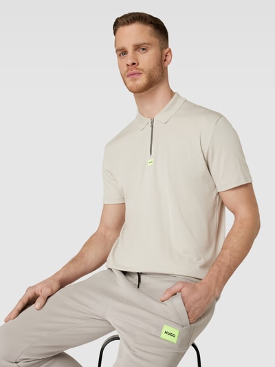 HUGO Regular fit poloshirt met labelpatch, model 'Deresom' Steengrijs - 3