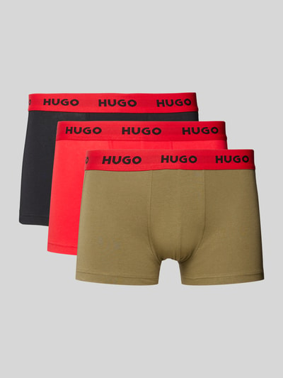 HUGO Trunks mit elastischem Logo-Bund im 3er-Pack Oliv 1