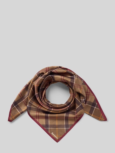 Produktfoto, Tuch mit Logo-Print Modell 'KINSALE' von Barbour, kariertes Muster in Braun- und Rottönen, weiche Stofftextur, Damen Tuch von Barbour