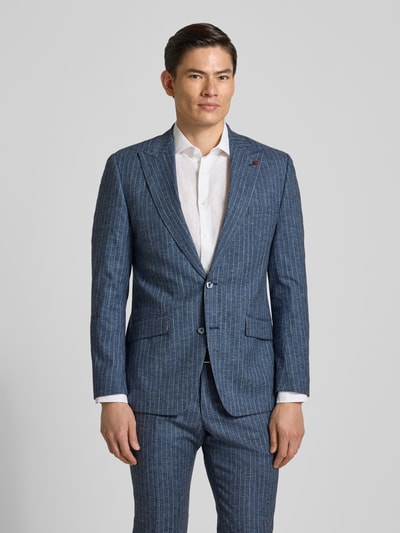 Männermodel trägt Slim Fit Anzug mit 2-Knopf-Sakko von Roy Robson aus Baumwoll-Mix mit Schurwoll-Anteil, Ganzkörperansicht von vorne.